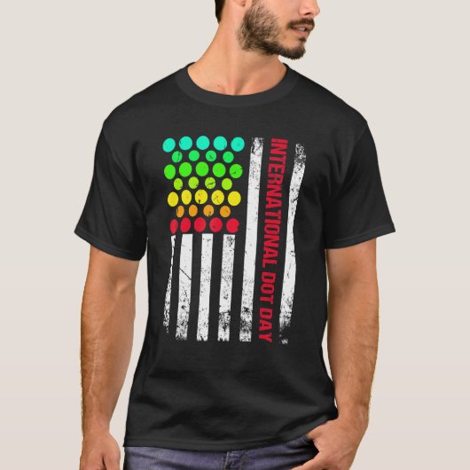 国際的Dot Day USA国旗9月15日Dot Tシャツ (正面)