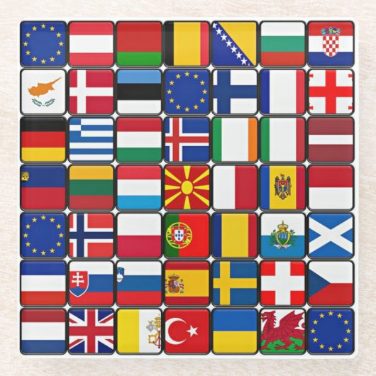 国際的flagsコレクション，世界の国旗 ガラスコースター (正面)