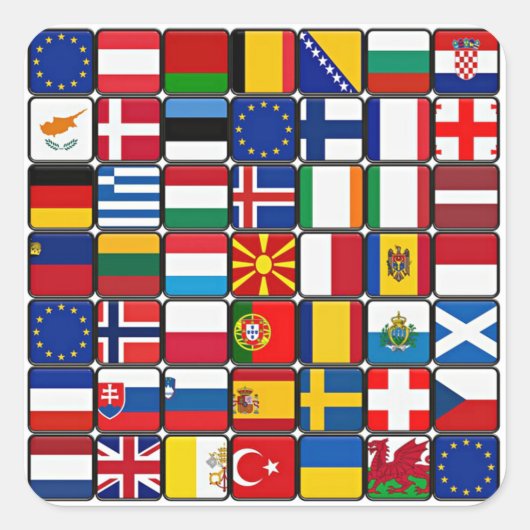 国際的flagsコレクション,世界の国旗 スクエアシール (正面)