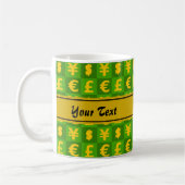 国際通貨記号パターン コーヒーマグカップ (左)