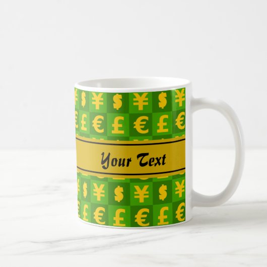 国際通貨記号パターン コーヒーマグカップ (右)