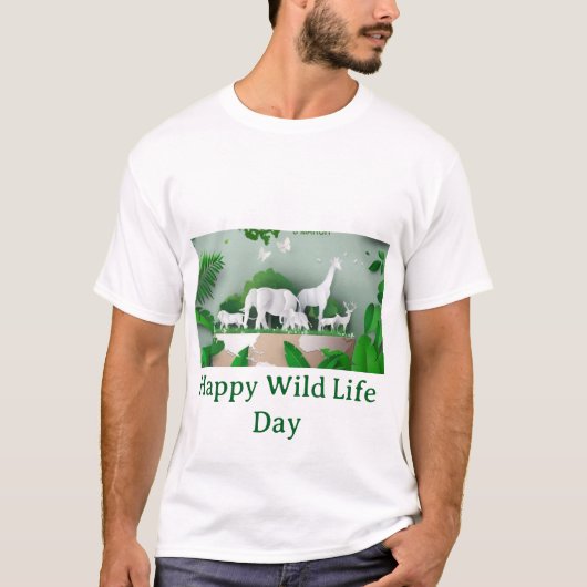 国際野生生物の日 メンズTシャツ Tシャツ (正面)