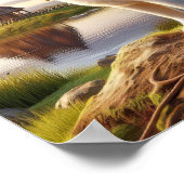 国魅力的の風景に素朴入るビーグル ポスター (角)