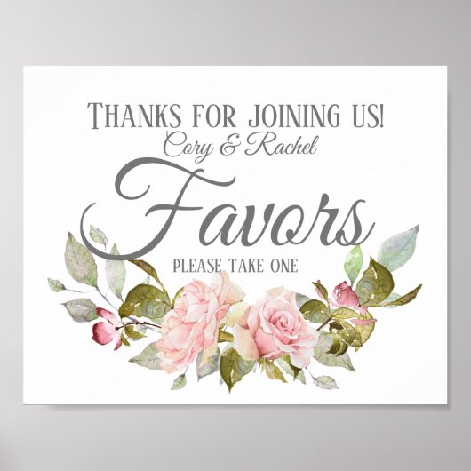 国 かわいい ピンクのバラの花束 ファボリ   ポスター (正面)