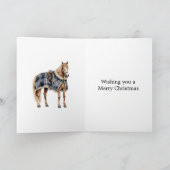 国 カントリー 青 赤 白 四角 馬 クリスマス カード (内部)