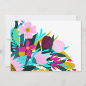 国 ゴールド ピンク フラワーリーフ ボーダー バースデー 招待状 (裏面)