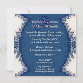 国 – フォークダークブルー+クリーム結婚式招待状 招待状 (裏面)