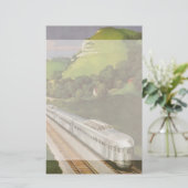 国、列車での休暇のヴィンテージ機関車 便箋 (スタンド正面)