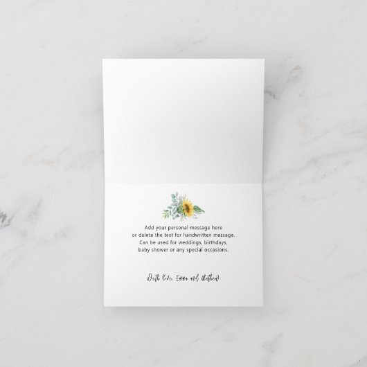 国 水彩 向日葵 ユーカリ グリーン サンキューカード (内部)