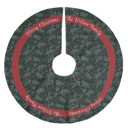 国/緑と赤の追加ファミリ名 ブラッシュドポリエステルツリースカート (正面)