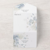 国 青い野の花 白 QRコード オールインワン招待状 (外側)