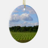圃場の写真を収穫しているストライプのな土地の農家 セラミックオーナメント (右)