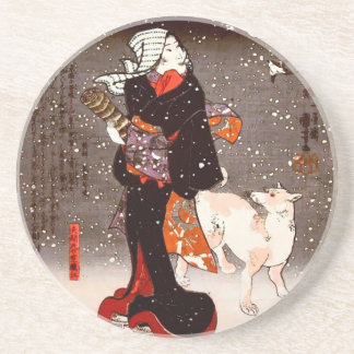 國芳雪国芳の女犬ファインアート コースター