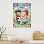 園内でアイスクリームを楽しむ子供たちAIジェネレーター ポスター (キッチン)