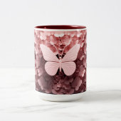 園内スタイル: 3Dパステルピンクバタフライ ツートーンマグカップ (中央)