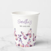 園区とシーバタフライテーマパープルカスタム 紙コップ (正面)