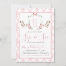 園区と参照ベビーガールウォーター色のコウノトリ 招待状