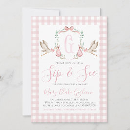 園区と参照ベビーガールウォーター色のコウノトリ 招待状