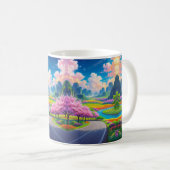 "園区の春 – 風光明媚な花 コーヒーマグカップ (正面右)