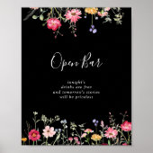 園色数々の野花の結婚開いたバー標識 ポスター (正面)