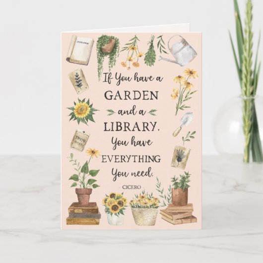 園芸と図書館引用文ひまわりハーブ カード (正面)