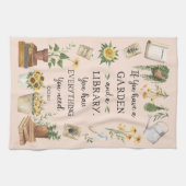 園芸と図書館引用文ひまわりハーブ キッチンタオル (横)