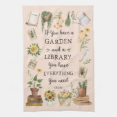 園芸と図書館引用文ひまわりハーブ キッチンタオル (縦)