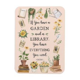 園芸と図書館引用文ひまわりハーブ マグネット