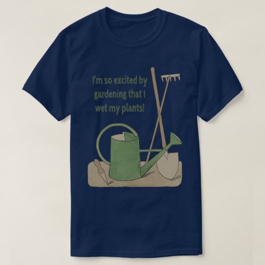 園芸に興奮して植物を湿らせた Tシャツ (デザイン正面)