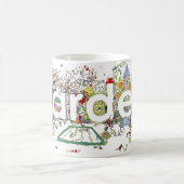 園芸の植物及びパーソナライズされた動物 コーヒーマグカップ (中央)
