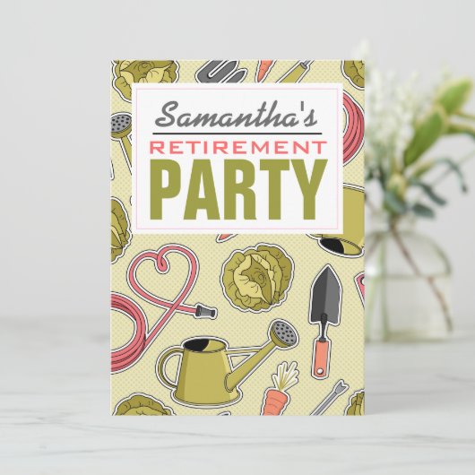 園芸をテーマにした退職パーティー 招待状 (スタンド正面)