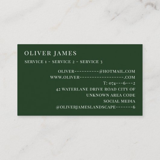 園芸サービス 名刺 (裏面)