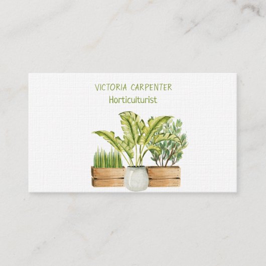 園芸家の緑色植物 名刺 (正面)