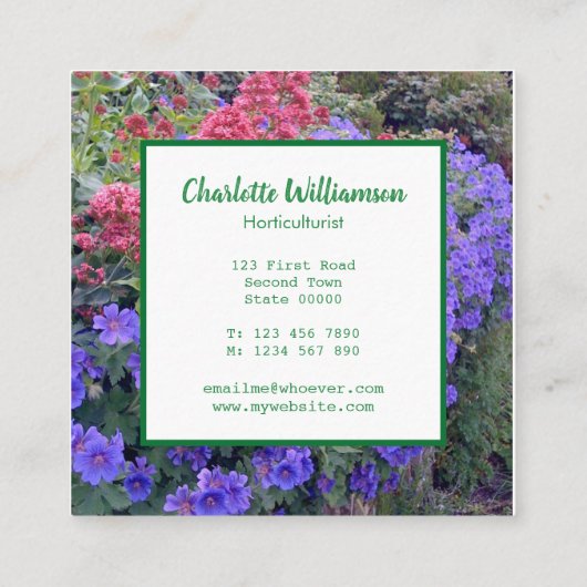 園芸家フローラ スクエア名刺 (裏面)