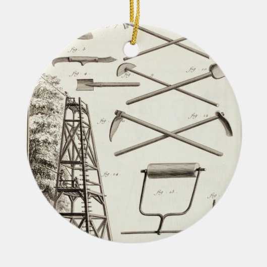 園芸工具そして移動式切り取るプラットホーム、のために セラミックオーナメント (正面)