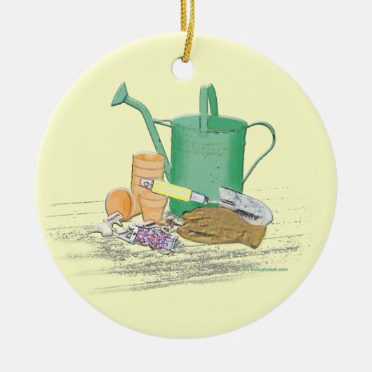 園芸工具の庭の芸術 セラミックオーナメント (正面)