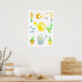 園芸工具植物散水缶 ポスター (キッチン)