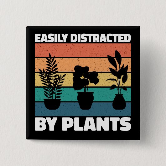 園芸愛好家によって容易に気を取られるおもしろい 缶バッジ (正面)