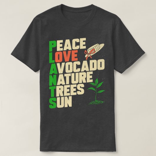 園芸植物アボカド自然 Tシャツ (デザイン正面)