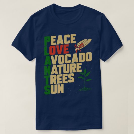 園芸植物アボカド自然Tシャツ Tシャツ (デザイン正面)