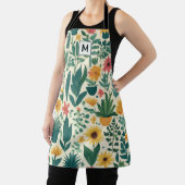 園芸植物パターン庭園愛好家 モノグラムの エプロン (インサイチュ)