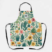 園芸植物パターン庭園愛好家 モノグラムの エプロン (正面)