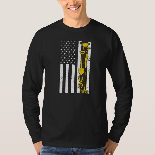 園芸用アメリカ国旗の園芸植物ガーデナー Tシャツ (正面)