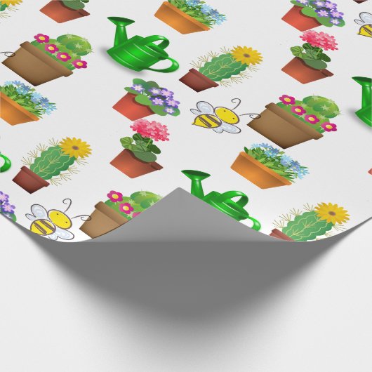 園芸用サボテンの多肉植物と鉢植物 ラッピングペーパー (角)