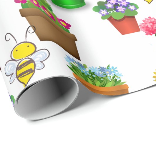 園芸用サボテンの多肉植物と鉢植物 ラッピングペーパー (ロールコーナー)