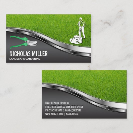 園芸用シアーズ | ガーデナーモーニングローン 名刺 (正面/裏面)