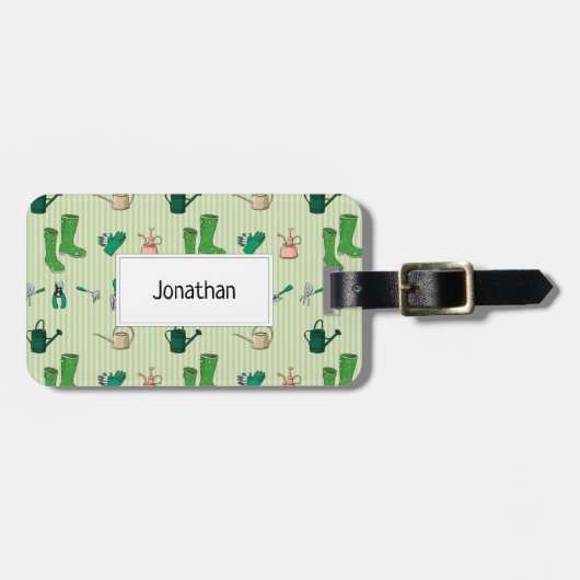 園芸用具によるシームレスなパターン ラゲッジタグ (正面横)