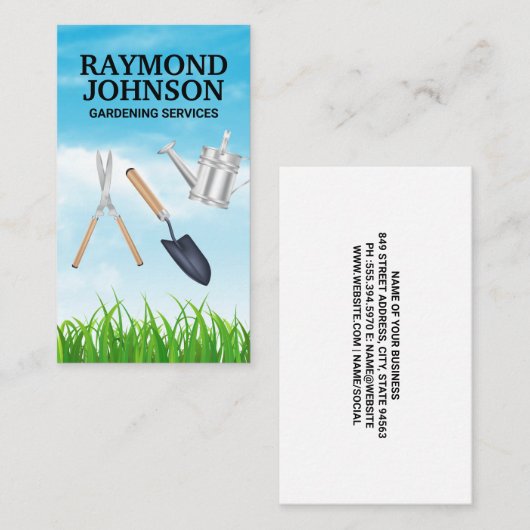 園芸用具 |草と空 名刺 (正面/裏面)