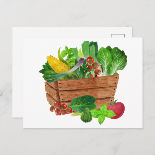 園芸野菜の収穫籠 ポストカード (正面/裏面)