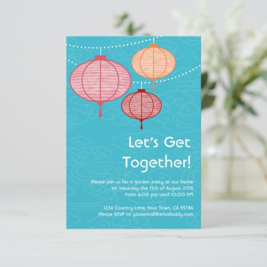 園遊会のちょうちんの招待状3.5 x 5 招待状 (スタンド正面)